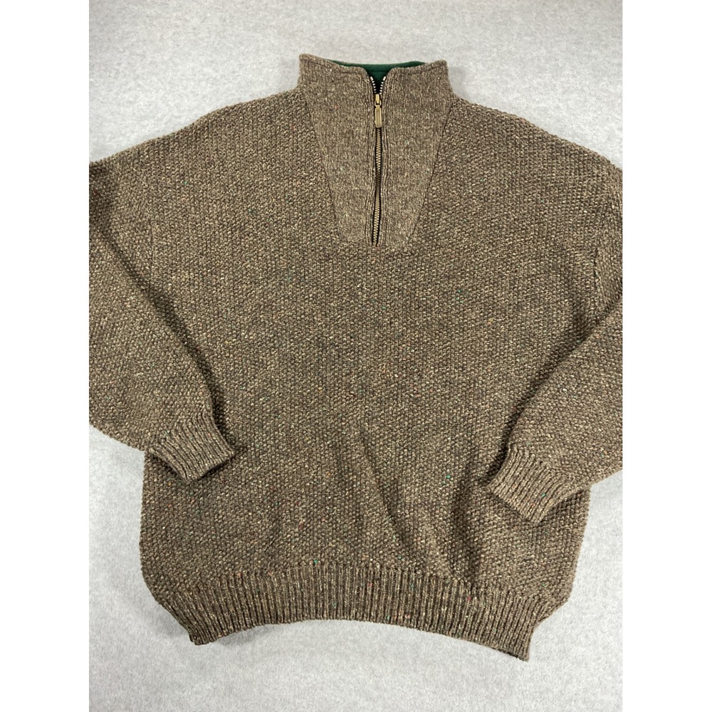 Orvis Mens XL Vintage Donegal Wool Blend Quarter Zip Sweater Made in USA 2927